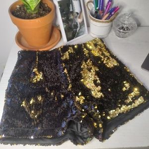 Black Sequin Shorts (Reversible)